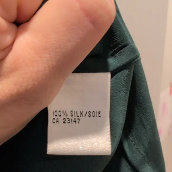 Talbots Deep Green Pure Silk Button-Down Shirt - Picture 3 of 10